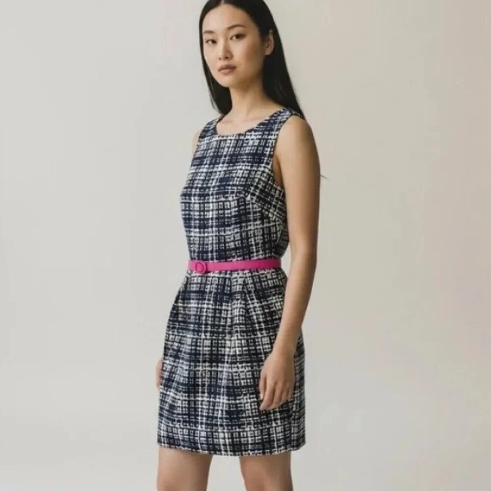 Eliza J Navy Patterned Fit & Flare - Fuscia Details - 8 - Vietnam